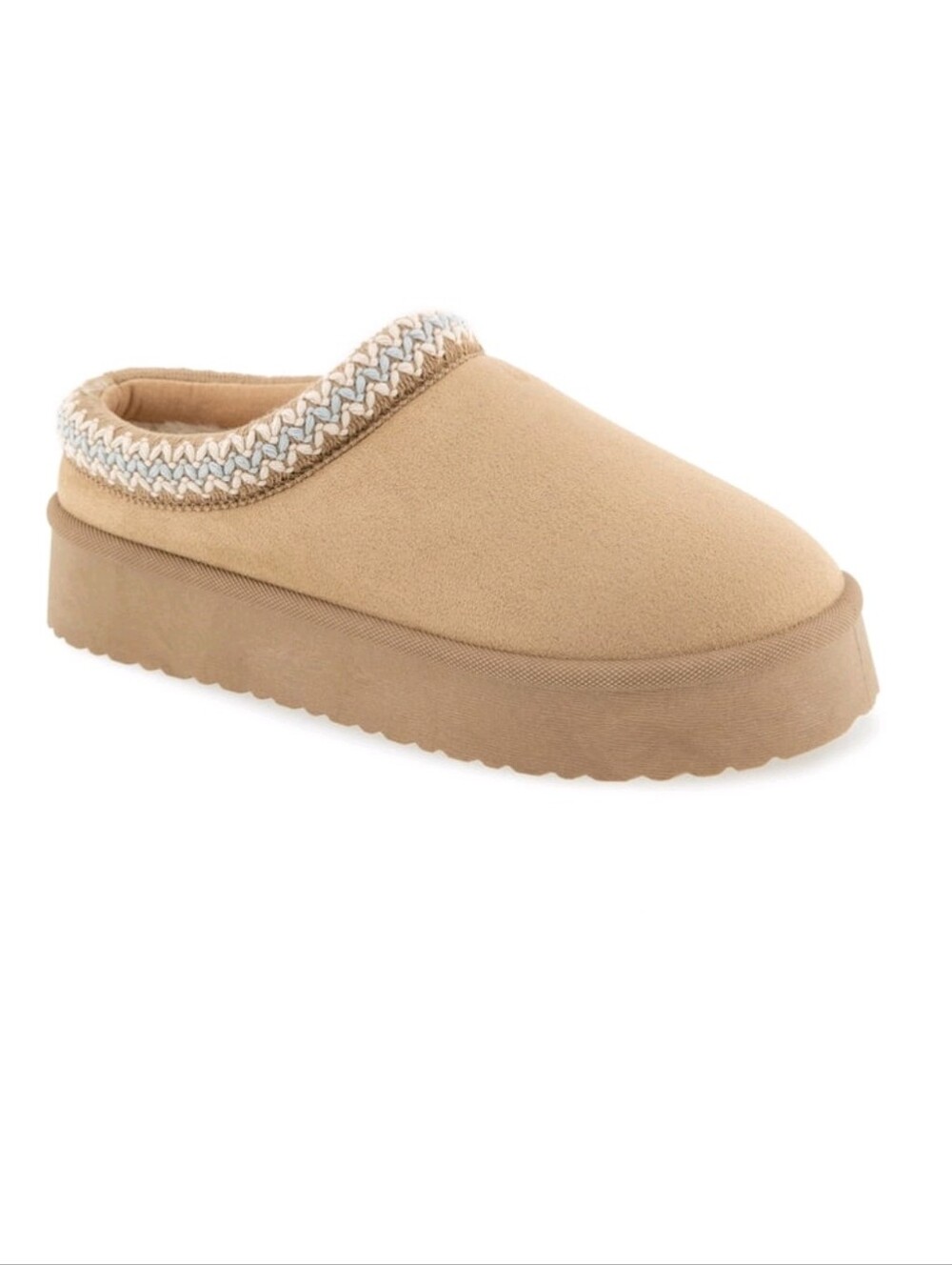 UNIONBAY Tan Platform Slip-On Mule with Braided Trim